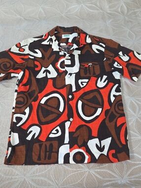 Vintage Malihini Hawaiian Barkcloth Shirt 1960's 70's!